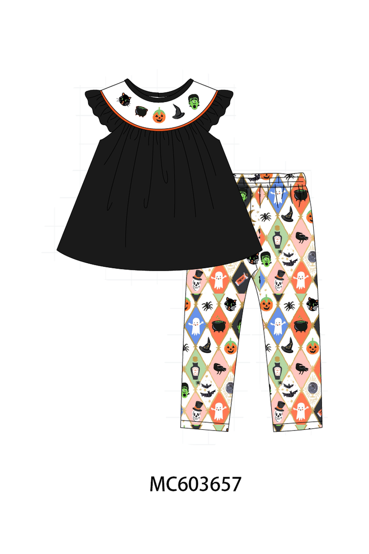 PO85 Black halloween pumpkin embroidery collection- ETA Sept