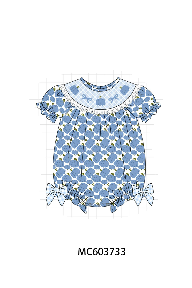 PO85 Blue pumpkin bow smocked lace collection- ETA Sept