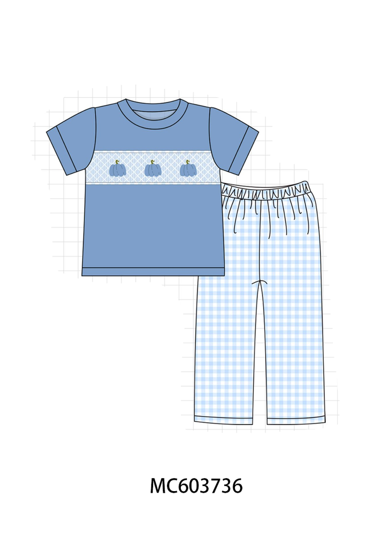 PO85 Blue pumpkin bow smocked lace collection- ETA Sept