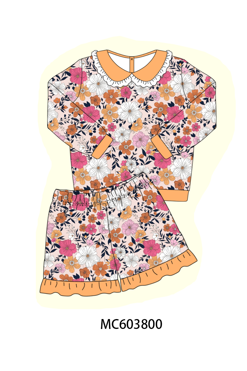 PO85 Garden floral print ruffle girl shorts set collection- ETA Sept