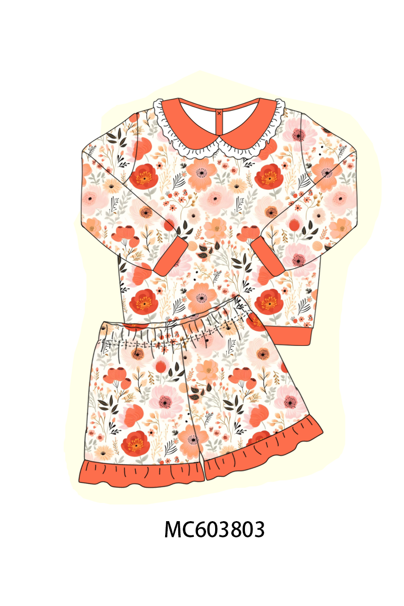 PO85 Garden floral print ruffle girl shorts set collection- ETA Sept