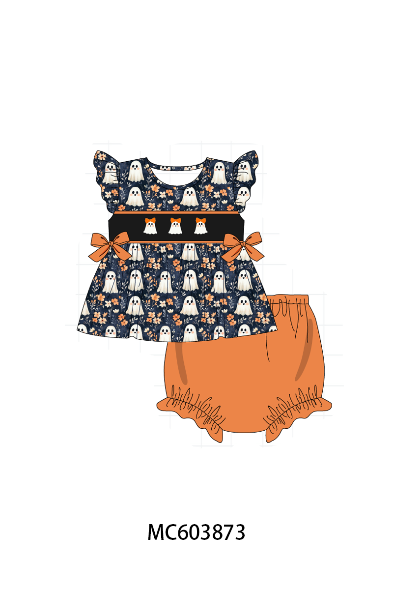 PO85 Orange halloween ghost embroidery collection- ETA Sept