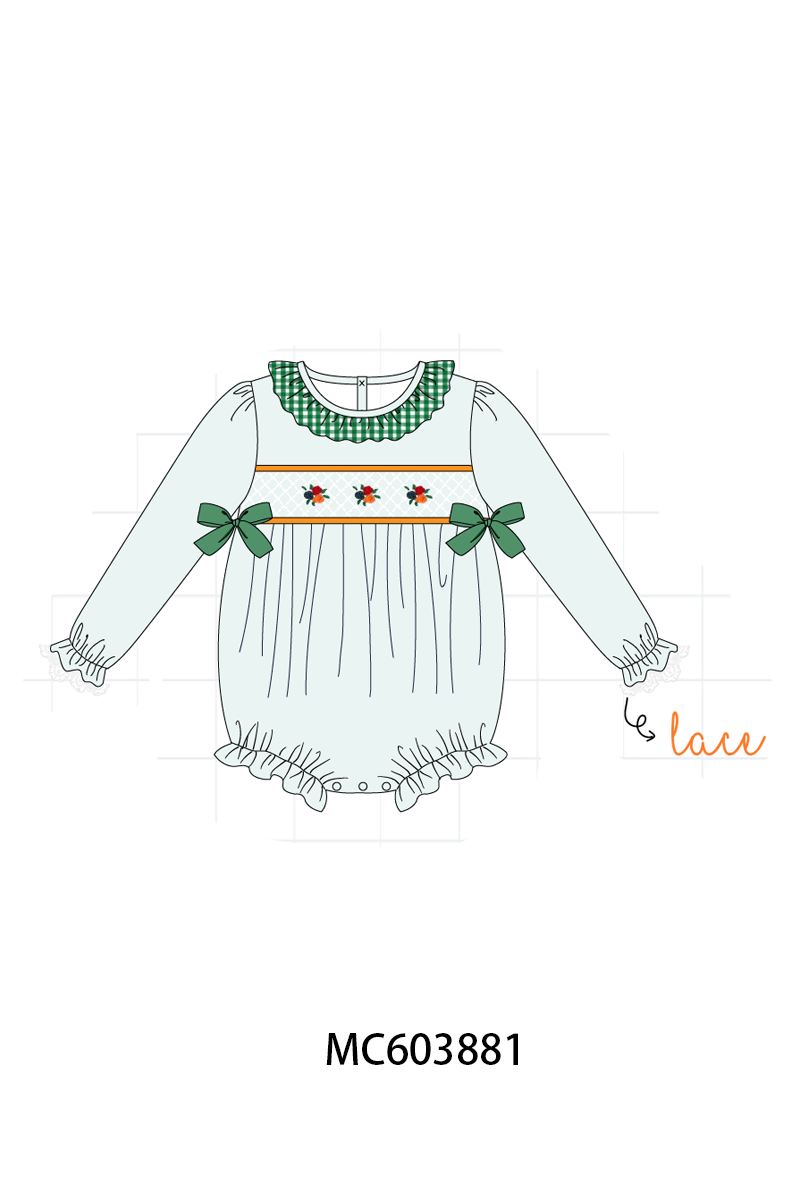 PO85 Green rose smocked gingham ruffle collection-ETA Sept