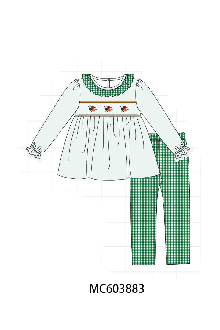 PO85 Green rose smocked gingham ruffle collection-ETA Sept
