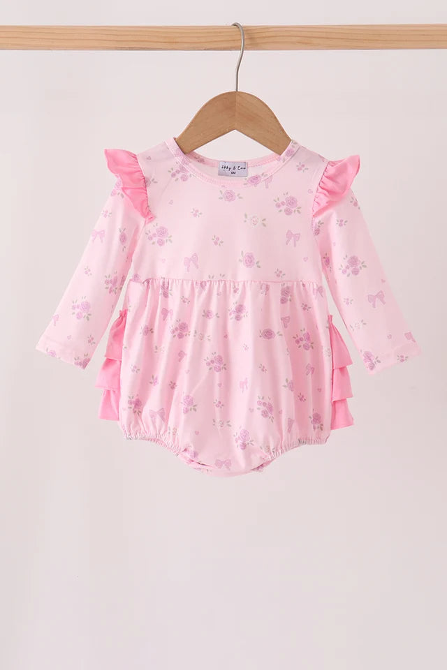 Pink floral bow ruffle bubble