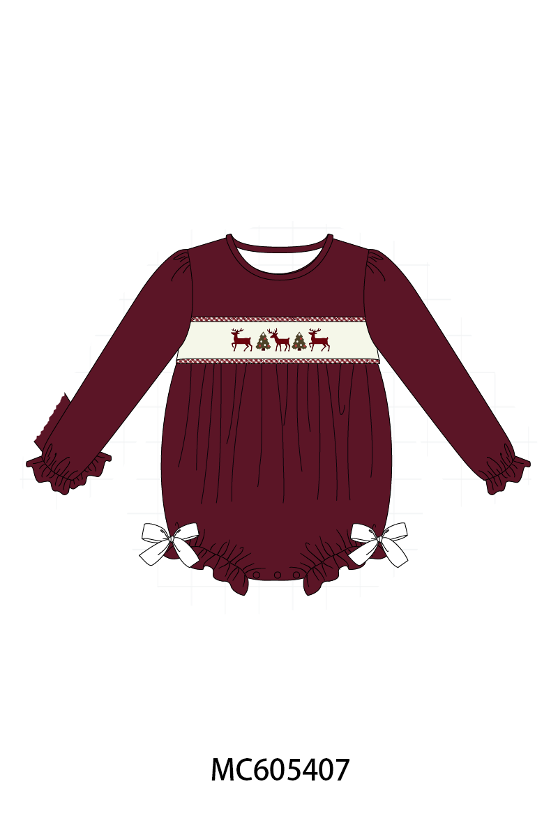 PO93 Maroon tree reindeer embroidery collection- ETA December