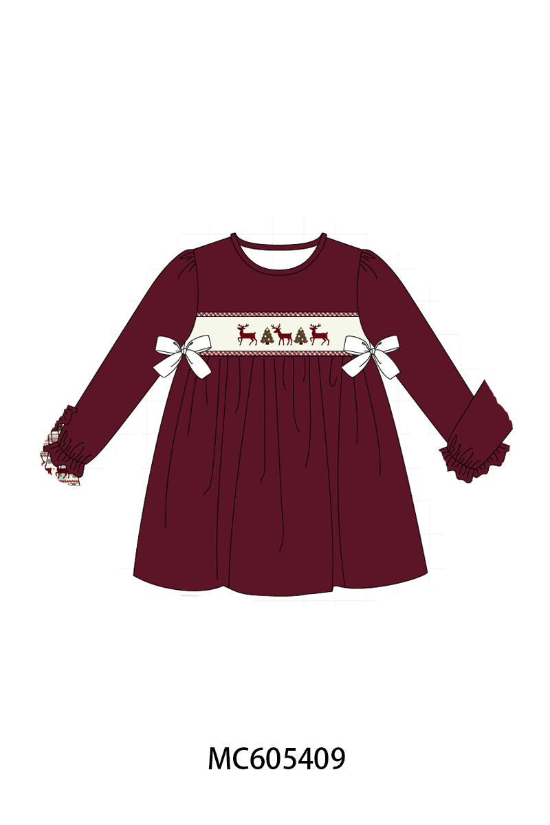 PO93 Maroon tree reindeer embroidery collection- ETA December