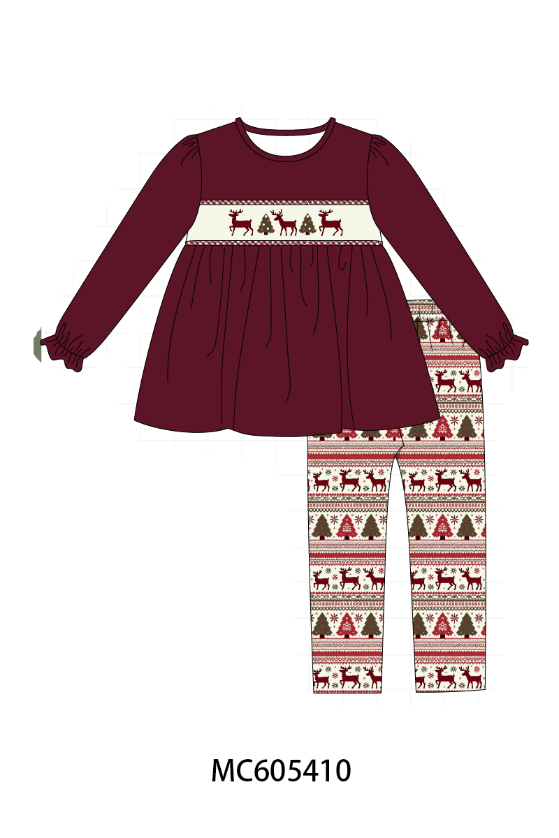 PO93 Maroon tree reindeer embroidery collection- ETA December