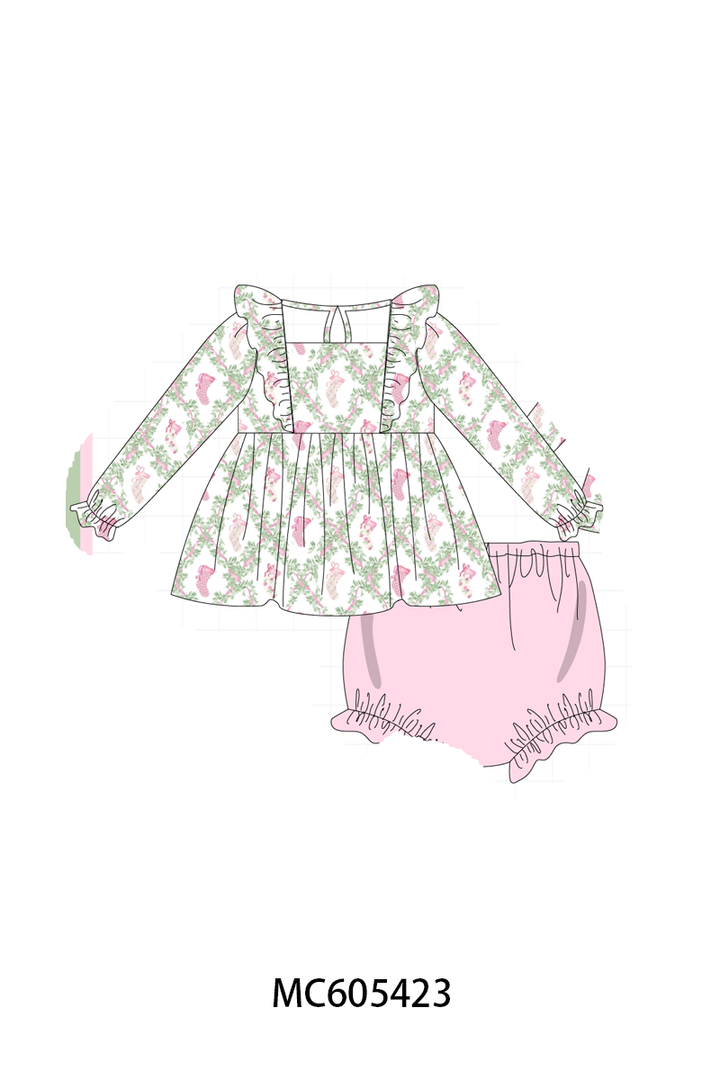 PO93 Pink holiday floral socks print collection- ETA December