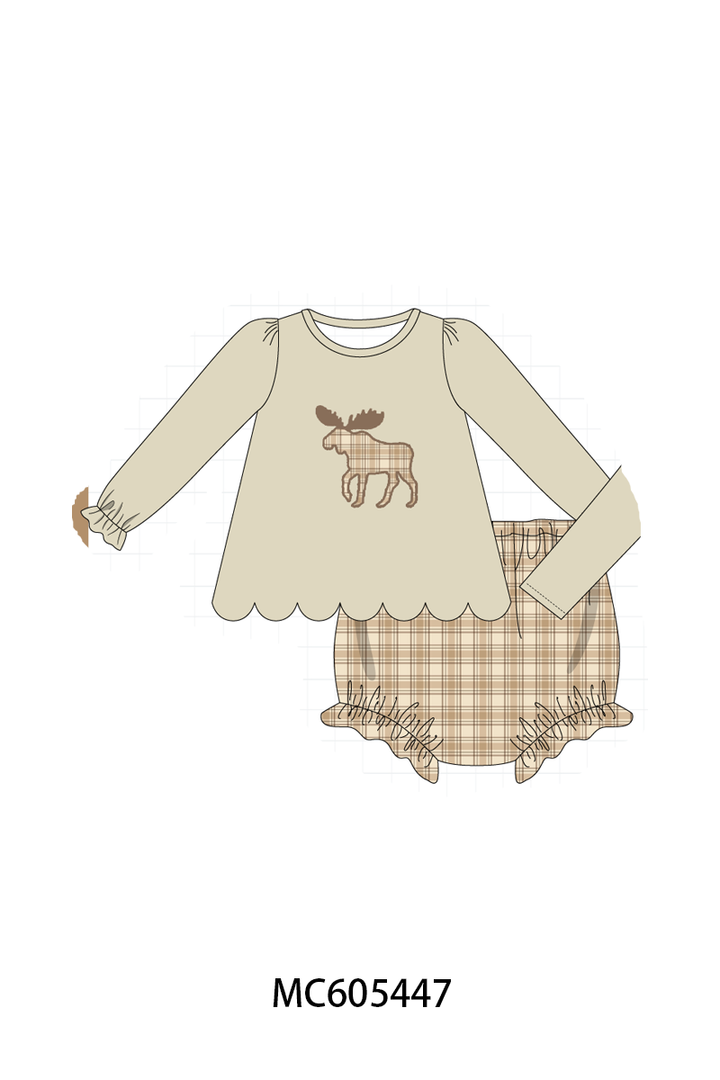 PO93 Khaki moose applique plaid collection- ETA December