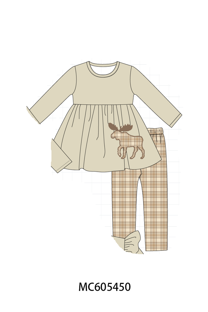 PO93 Khaki moose applique plaid collection- ETA December