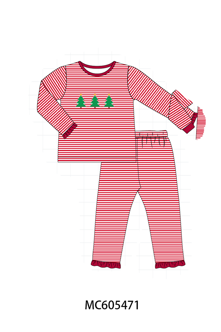 PO93 Christmas stripe tree santa reindeer gingerbread embroidery collection-ETA December