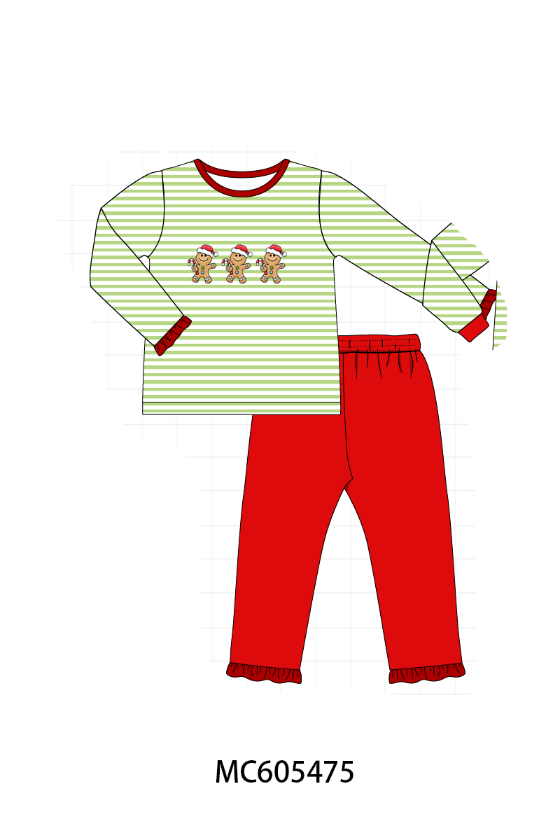 PO93 Christmas stripe tree santa reindeer gingerbread embroidery collection-ETA December