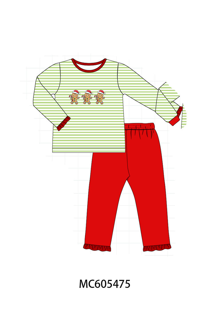 PO93 Christmas stripe tree santa reindeer gingerbread embroidery collection-ETA December