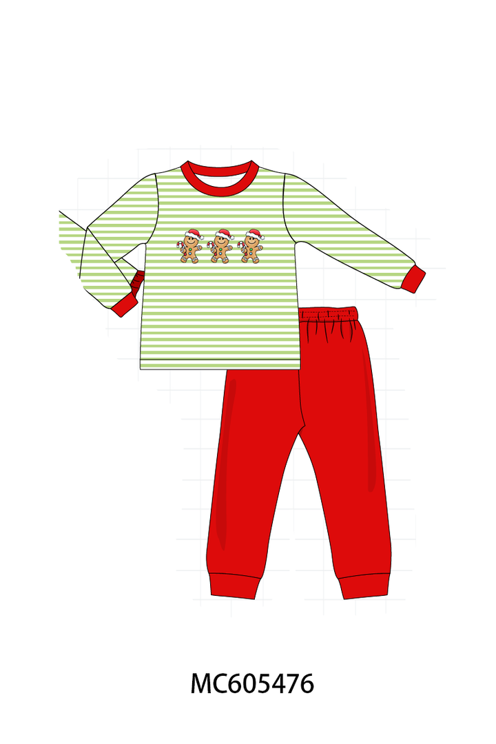 PO93 Christmas stripe tree santa reindeer gingerbread embroidery collection-ETA December