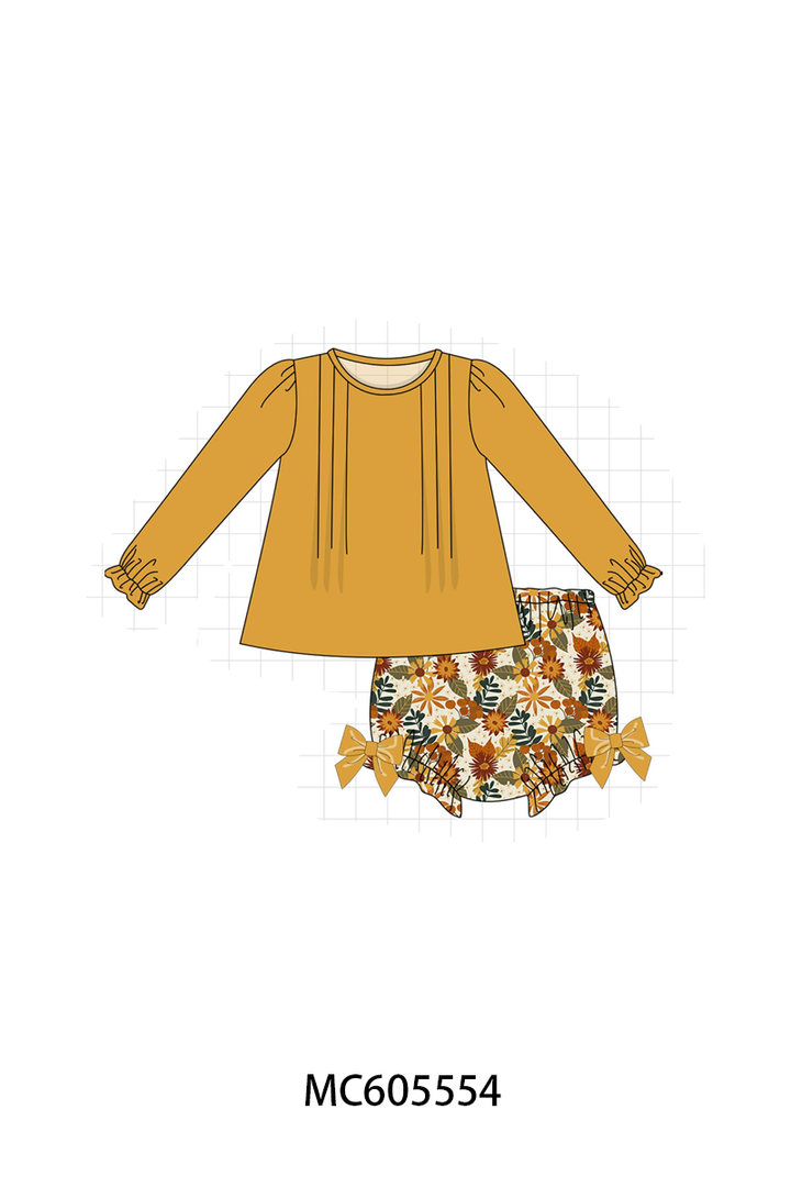 PO93 Mustard floral print ruffle collection-ETA December