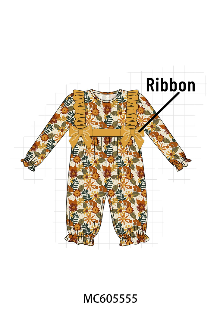 PO93 Mustard floral print ruffle collection-ETA December