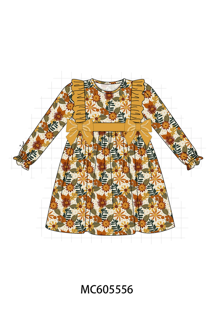 PO93 Mustard floral print ruffle collection-ETA December