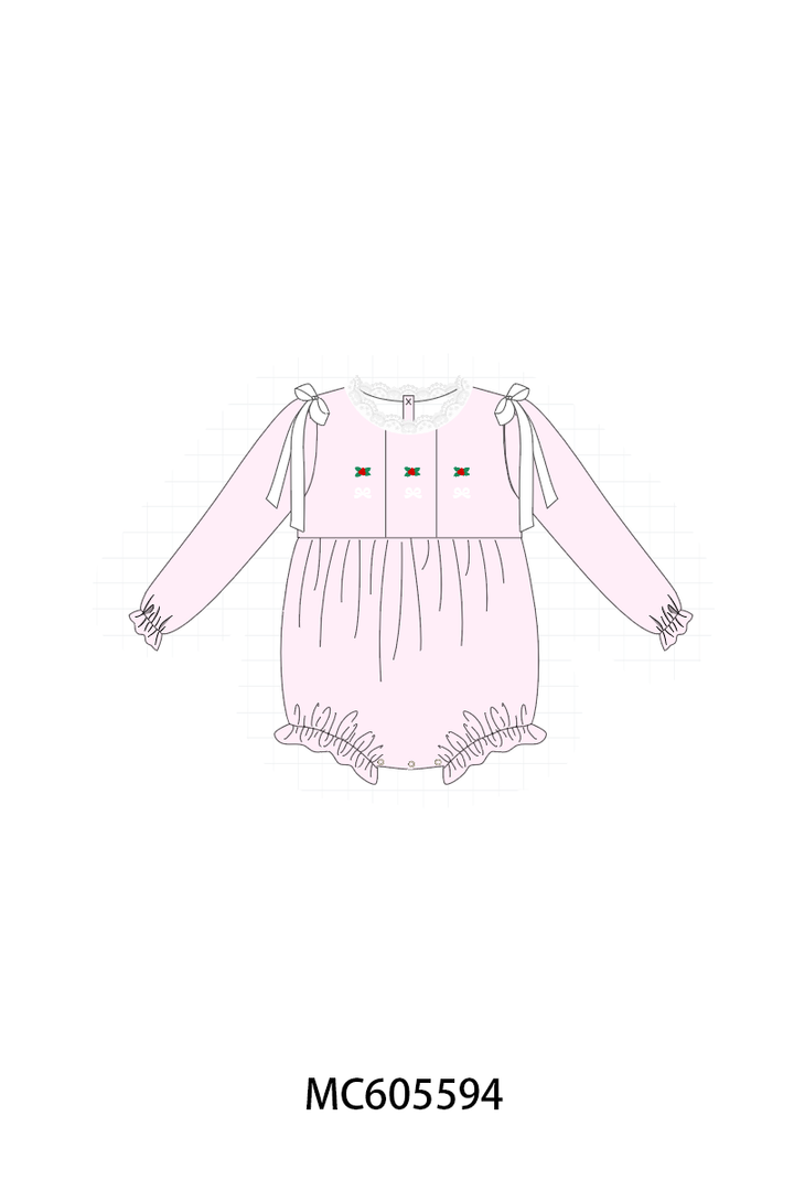 PO93 Pink christmas holly embroidery collection- ETA December