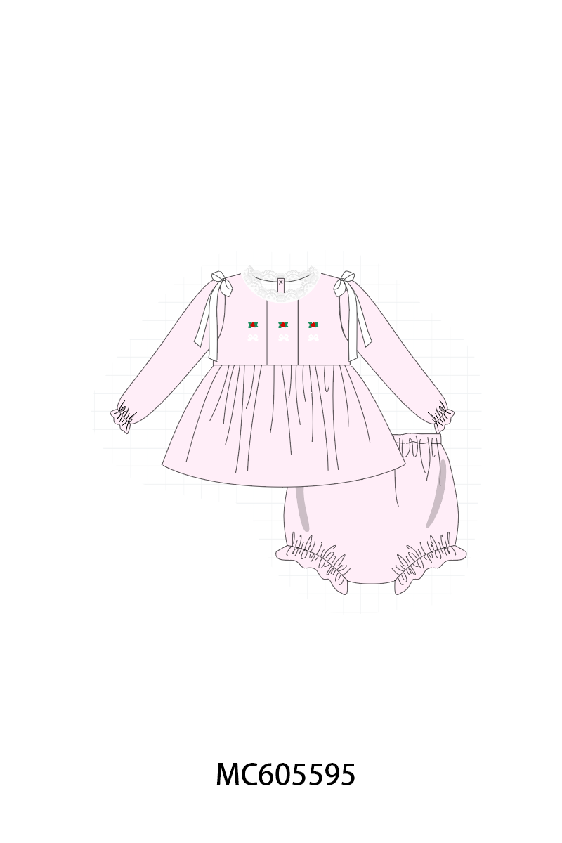 PO93 Pink christmas holly embroidery collection- ETA December