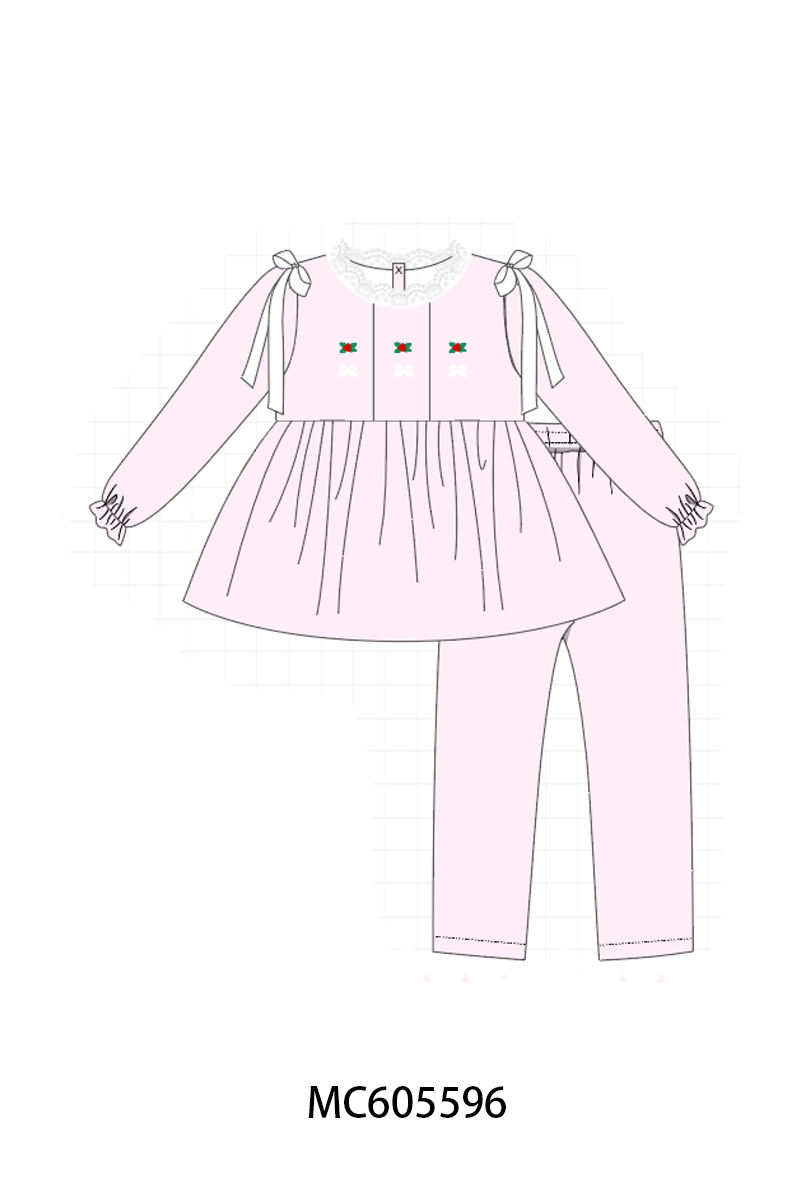 PO93 Pink christmas holly embroidery collection- ETA December