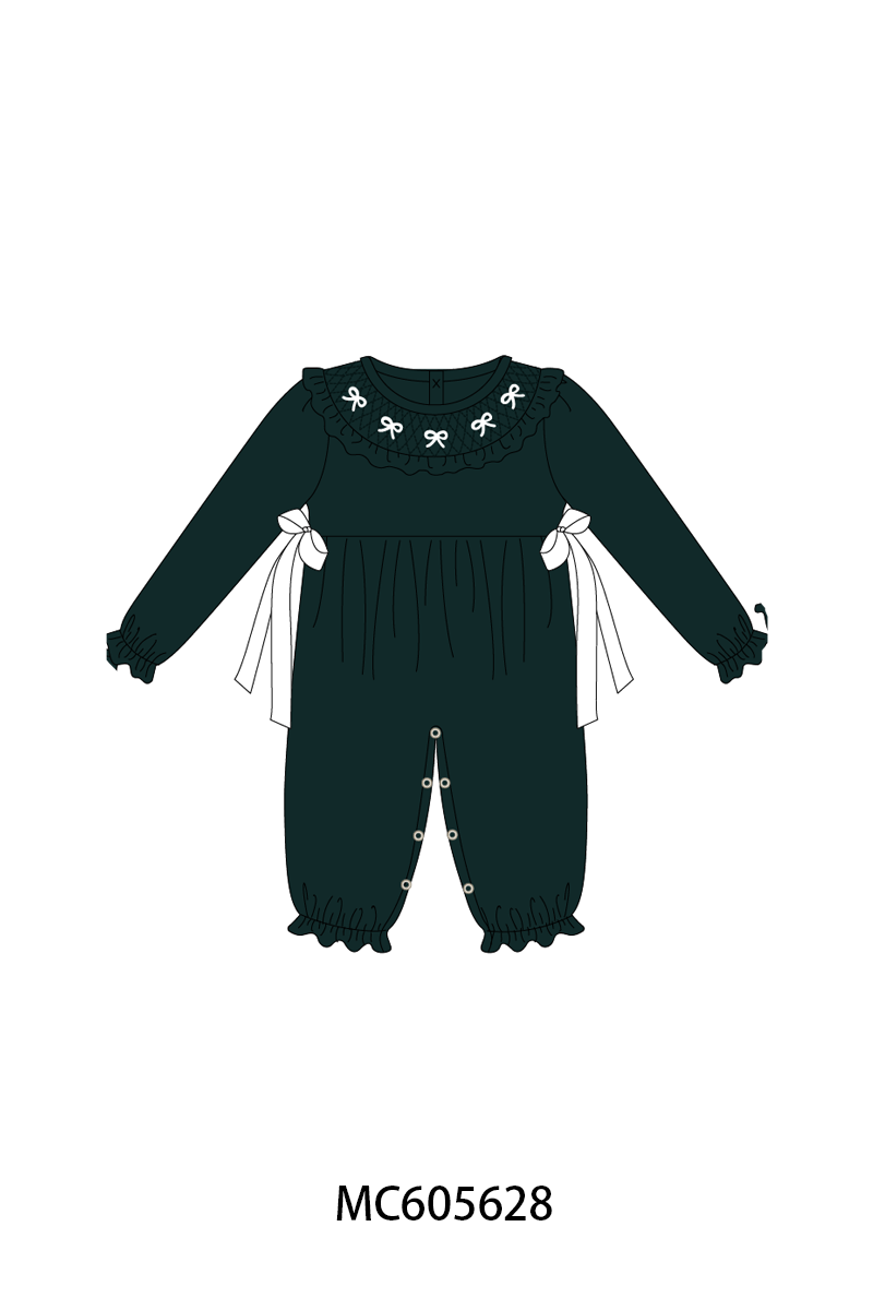 PO93 Forest velvet bow smocked ruffle collection- ETA December