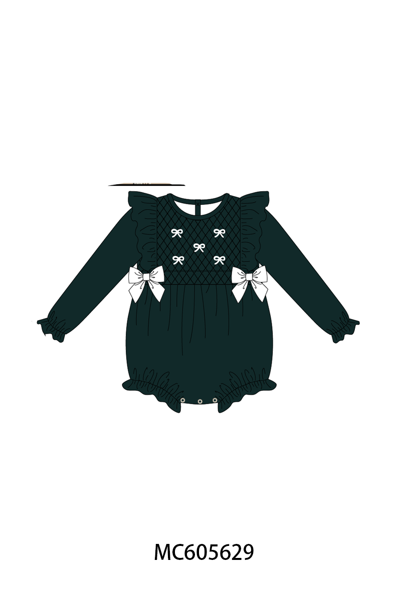 PO93 Forest velvet bow smocked ruffle collection- ETA December