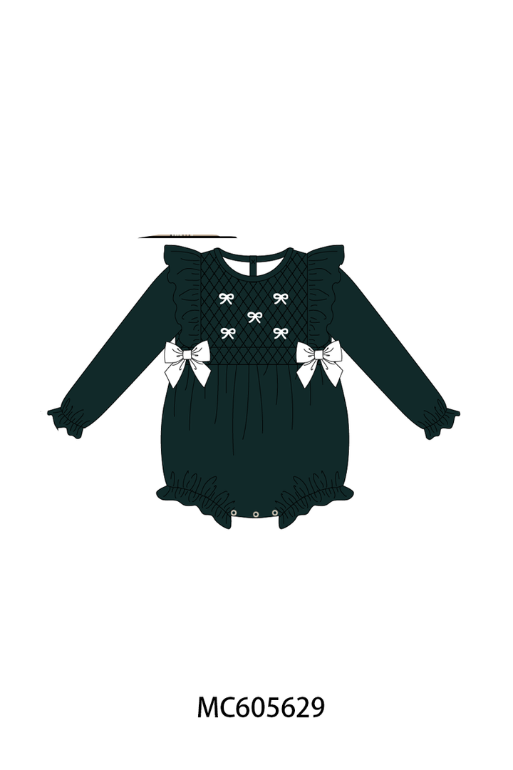 PO93 Forest velvet bow smocked ruffle collection- ETA December