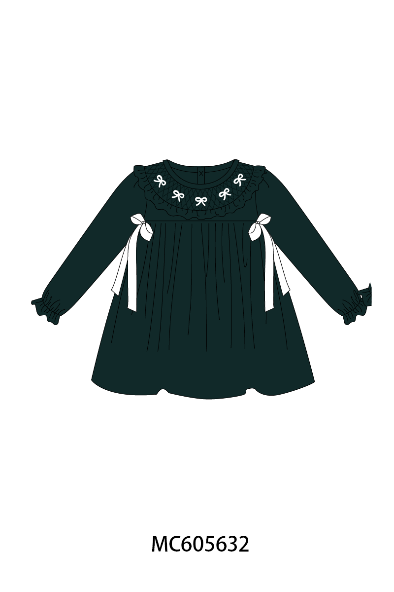PO93 Forest velvet bow smocked ruffle collection- ETA December