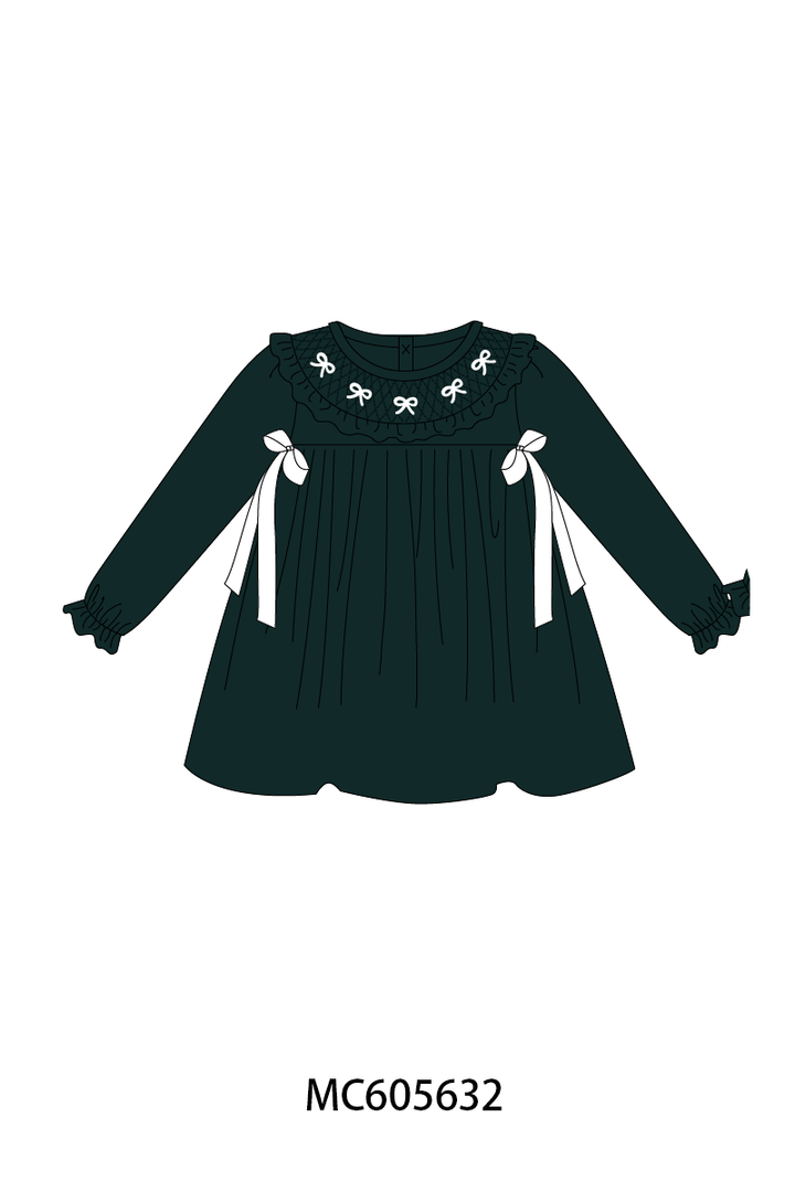 PO93 Forest velvet bow smocked ruffle collection- ETA December