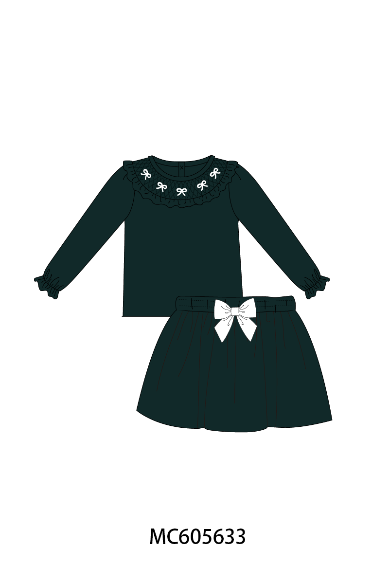 PO93 Forest velvet bow smocked ruffle collection- ETA December