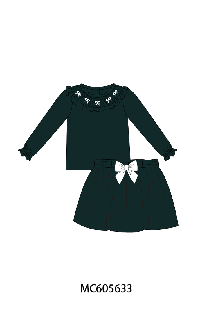 PO93 Forest velvet bow smocked ruffle collection- ETA December