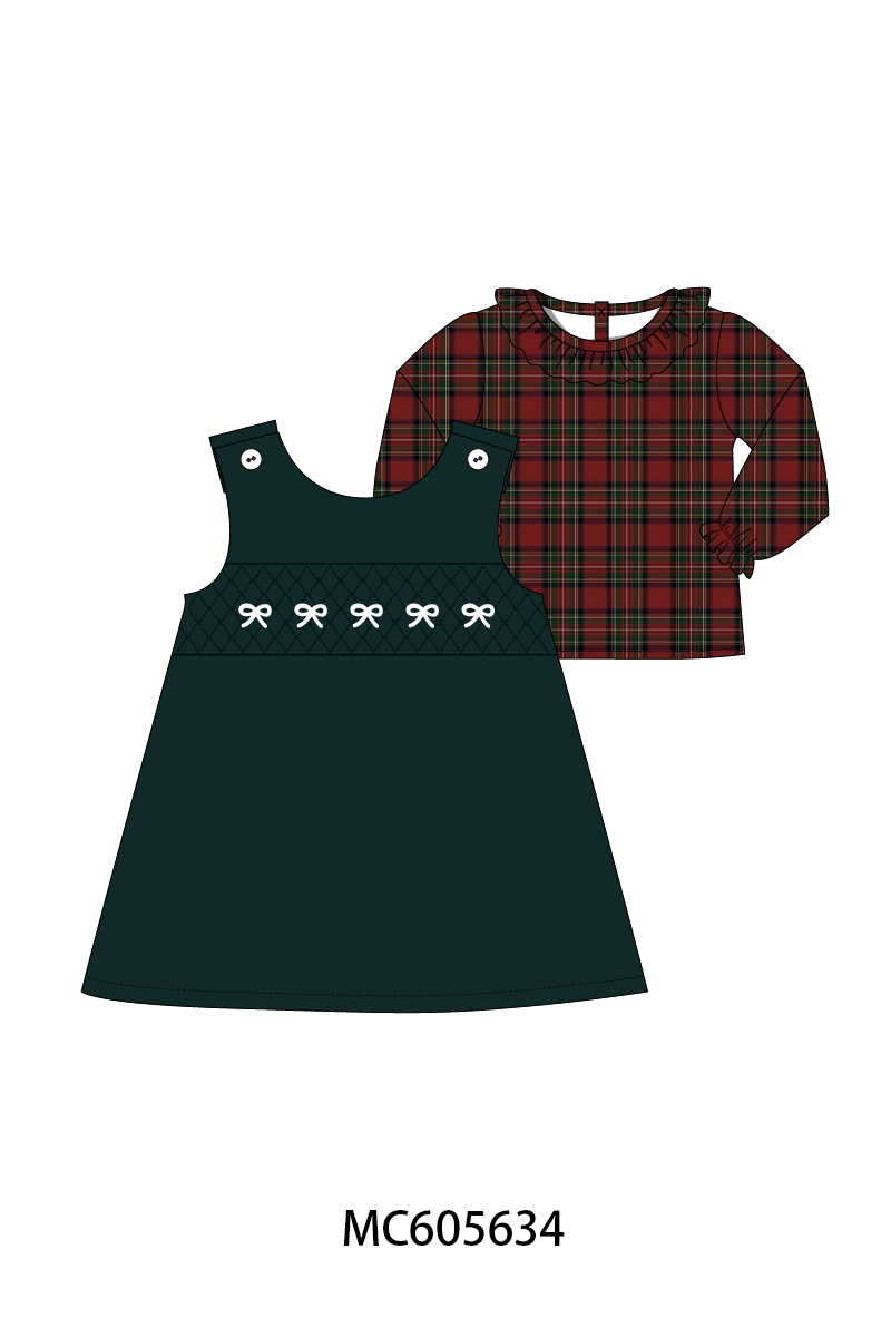 PO93 Forest velvet bow smocked ruffle collection- ETA December