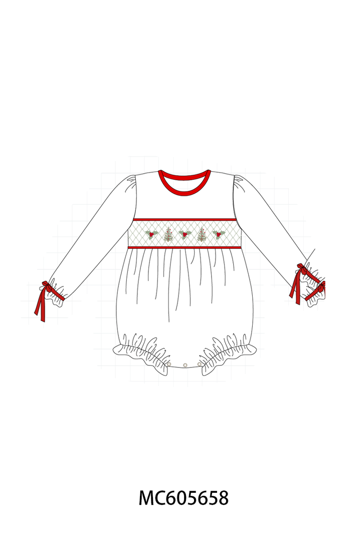 PO93 Red&sage christmas tree holly smocked collection- ETA December
