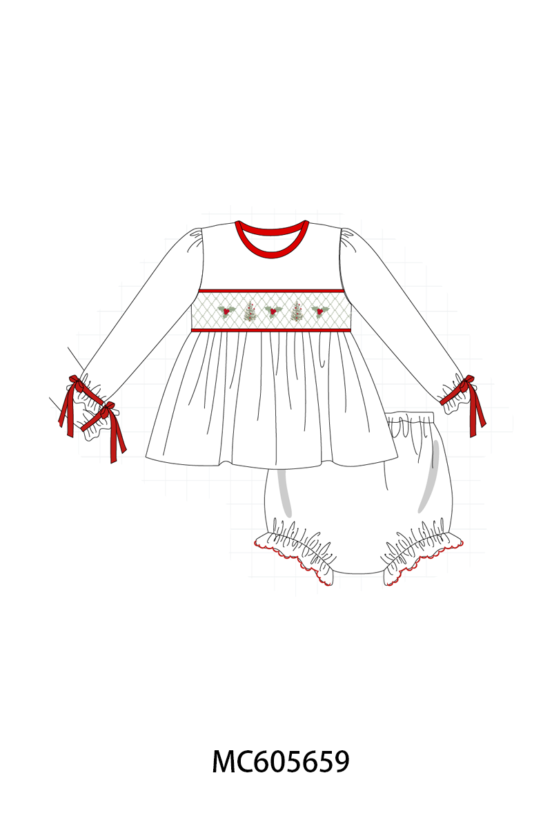 PO93 Red&sage christmas tree holly smocked collection- ETA December