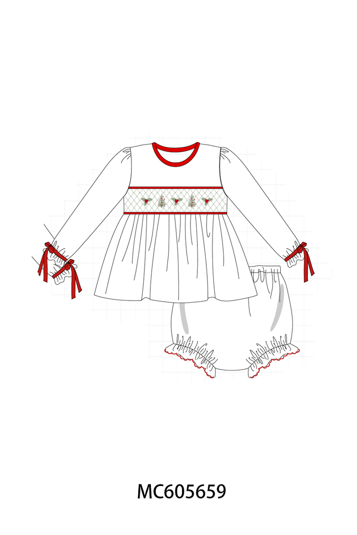 PO93 Red&sage christmas tree holly smocked collection- ETA December