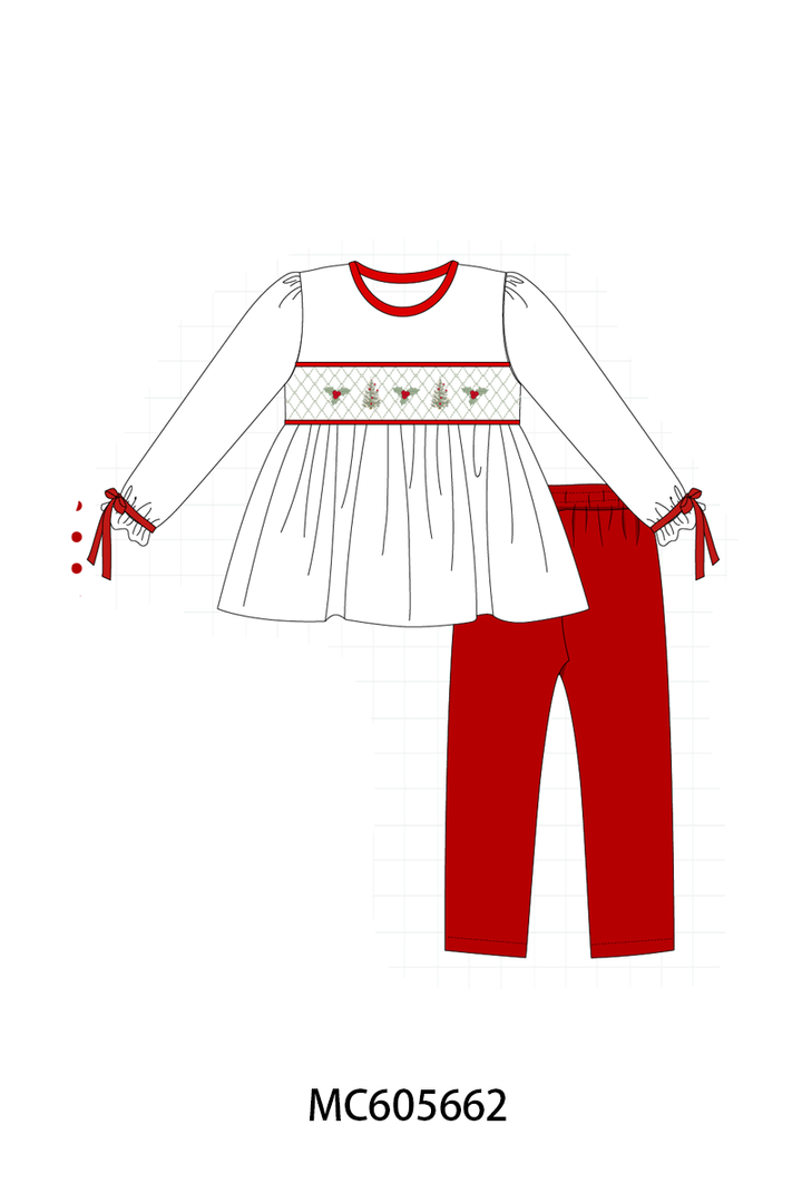 PO93 Red&sage christmas tree holly smocked collection- ETA December