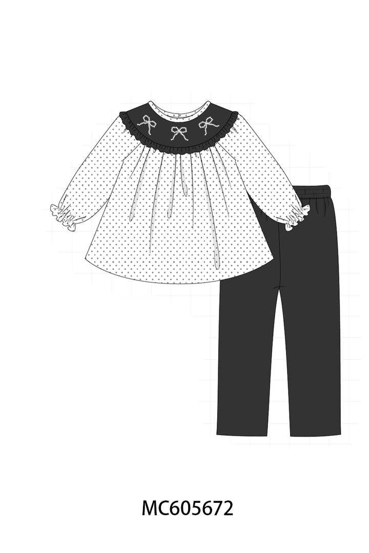 PO93 White bow pearl stich dot collection- ETA December