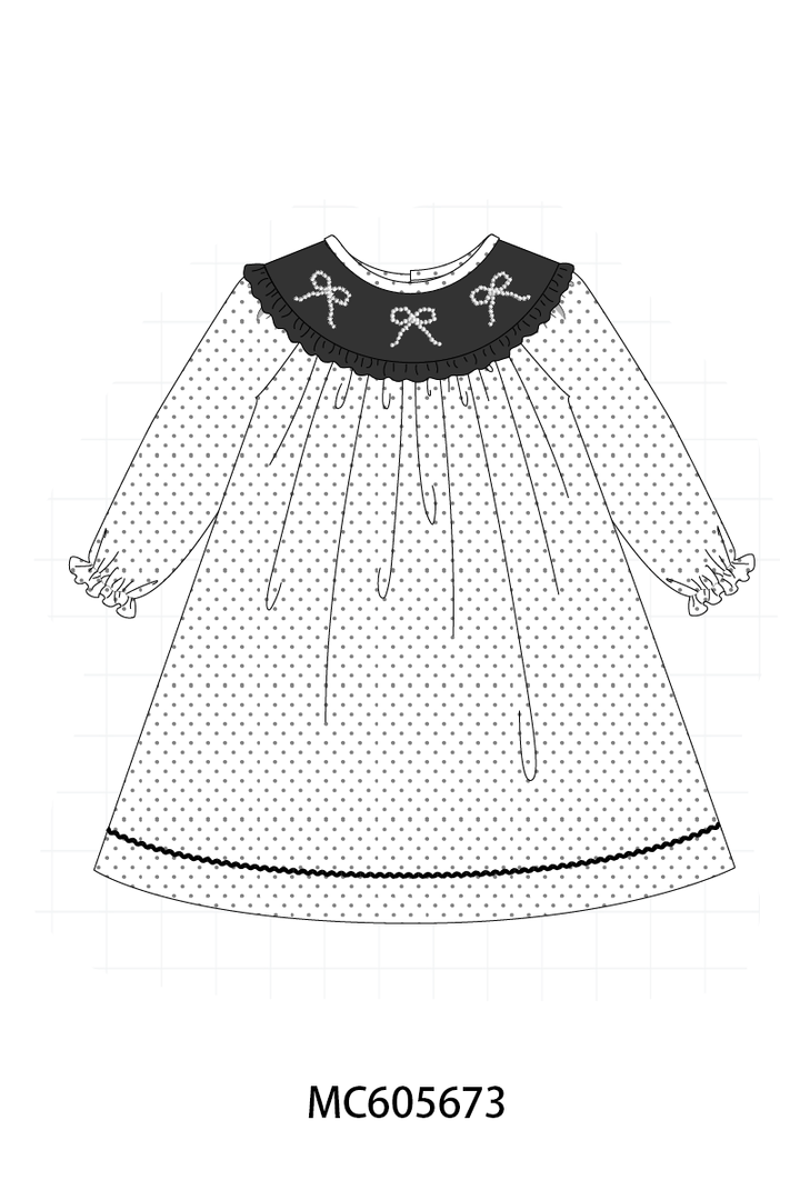 PO93 White bow pearl stich dot collection- ETA December