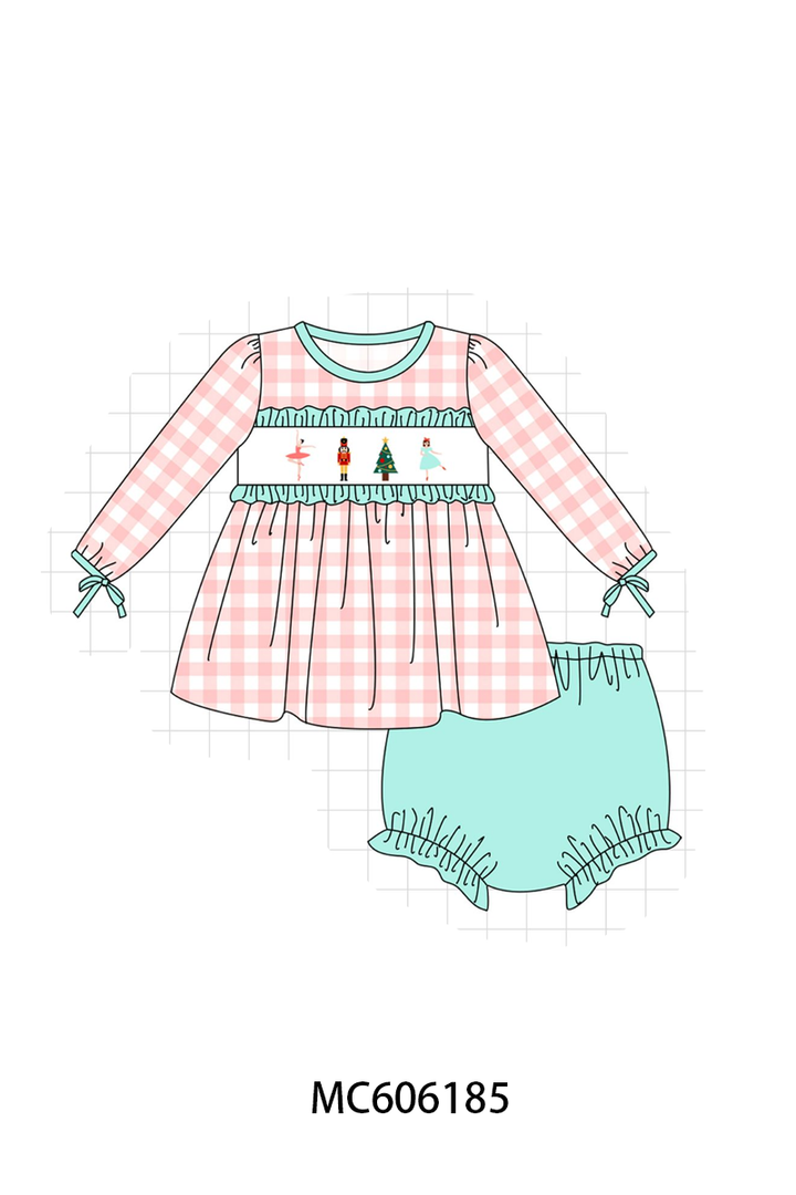 PO95 Pink nutcracker embroidery gingham collection- ETA December