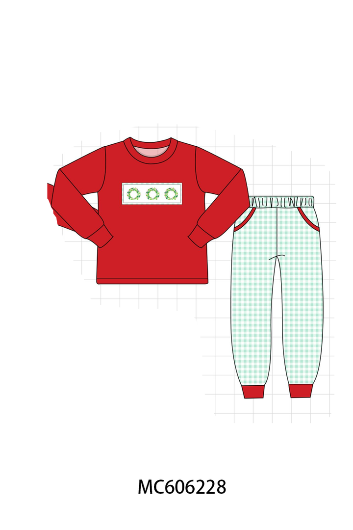 PO95 Green gingham wreath embroidery collection- ETA December