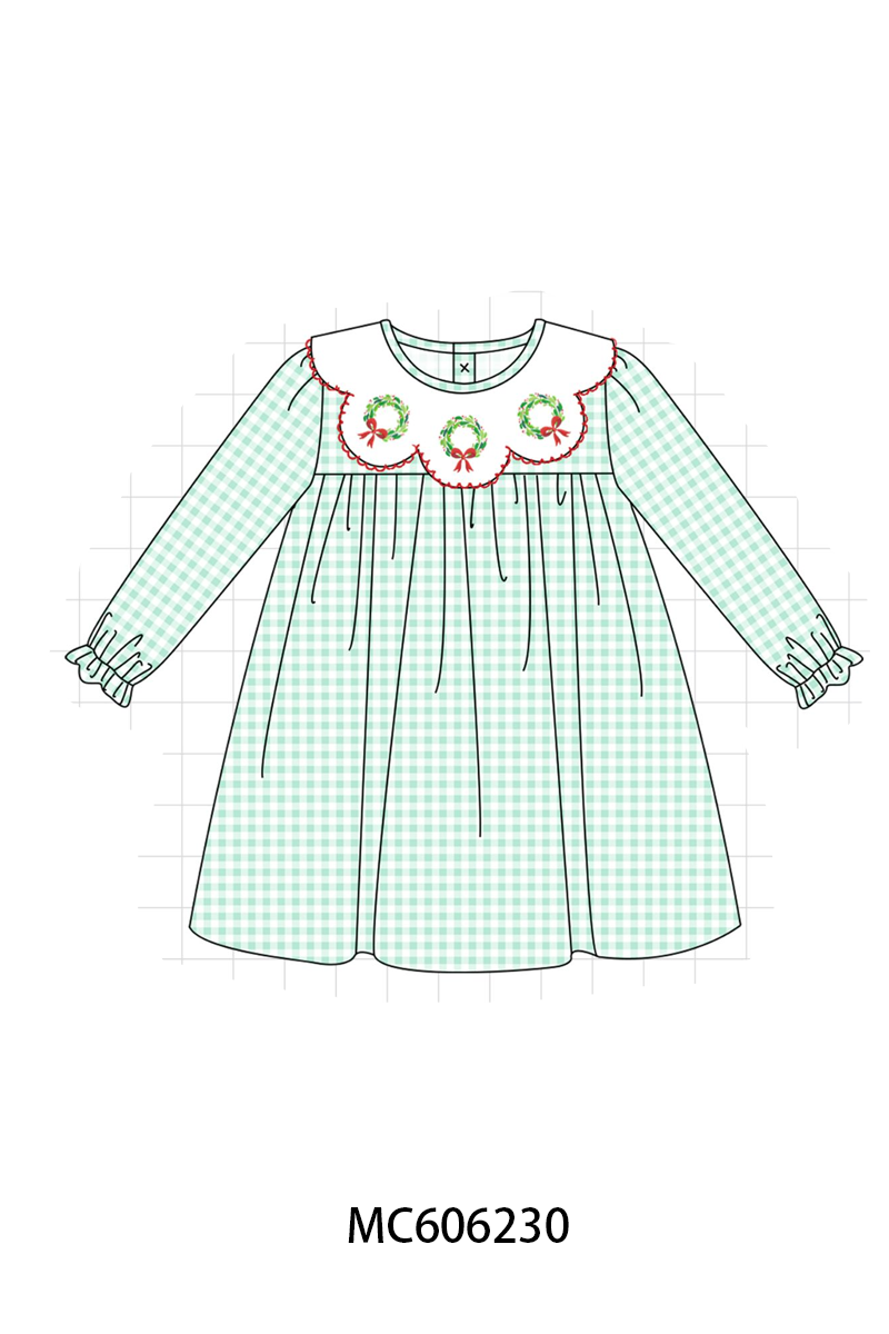 PO95 Green gingham wreath embroidery collection- ETA December