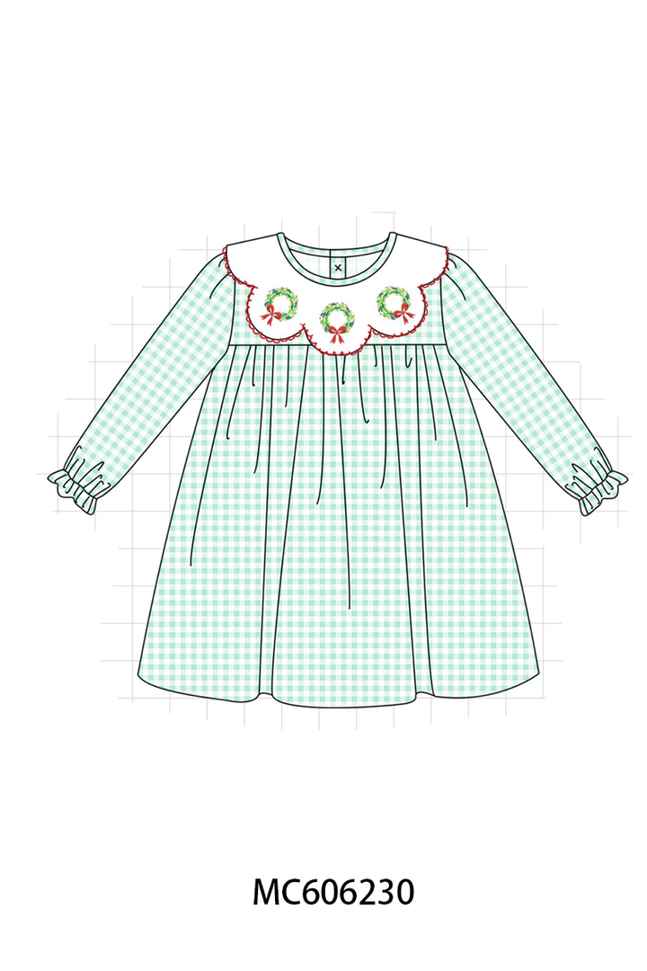 PO95 Green gingham wreath embroidery collection- ETA December