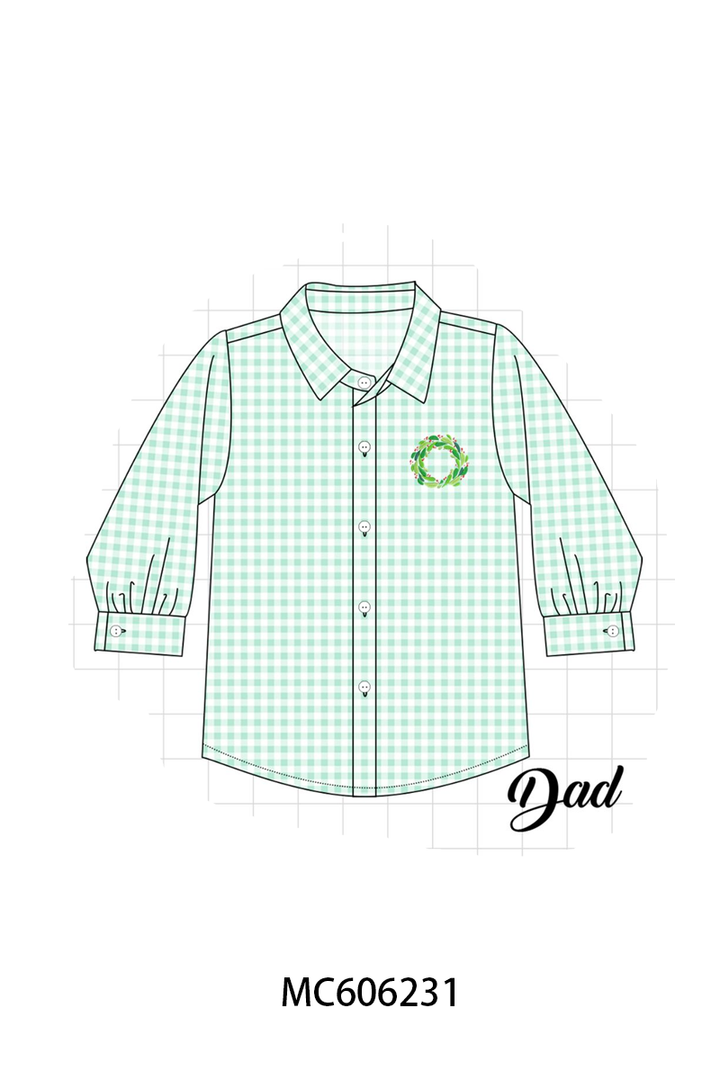 PO95 Green gingham wreath embroidery collection- ETA December