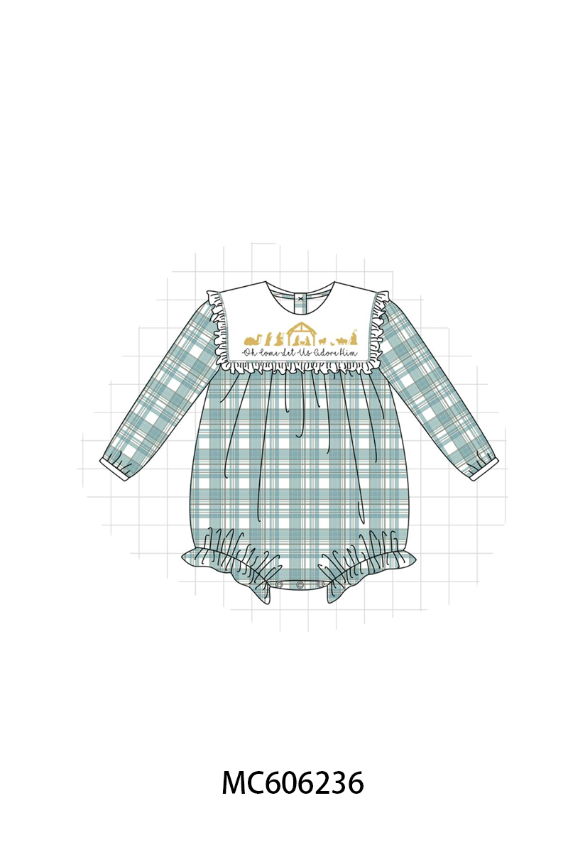 PO95 Teal nativity embroidery plaid collection- ETA December