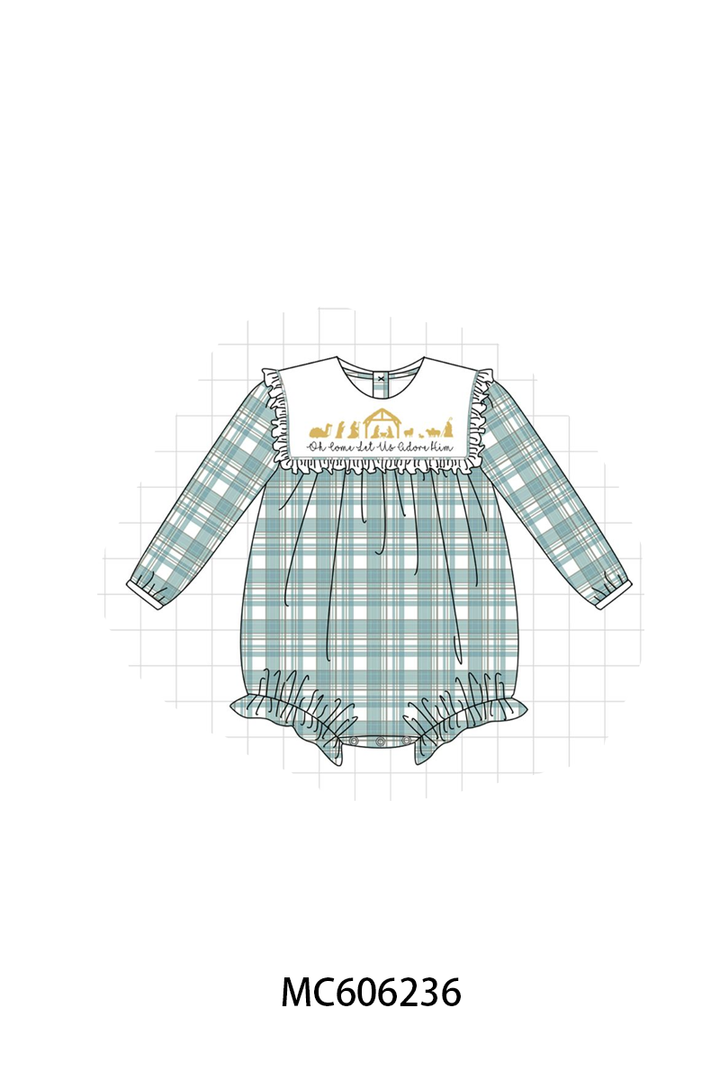 PO95 Teal nativity embroidery plaid collection- ETA December