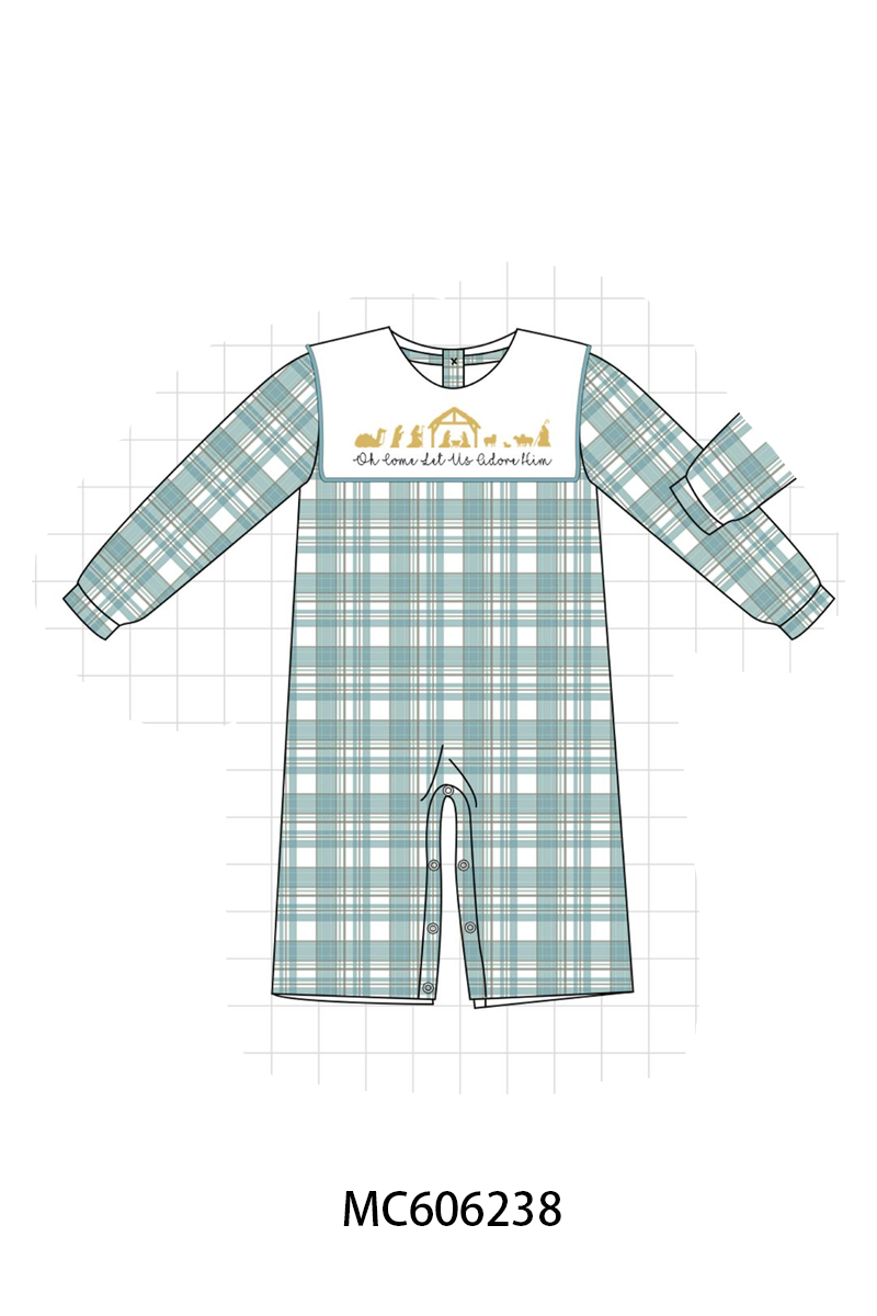 PO95 Teal nativity embroidery plaid collection- ETA December