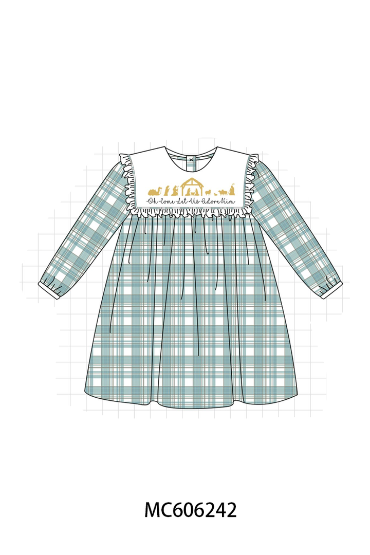 PO95 Teal nativity embroidery plaid collection- ETA December