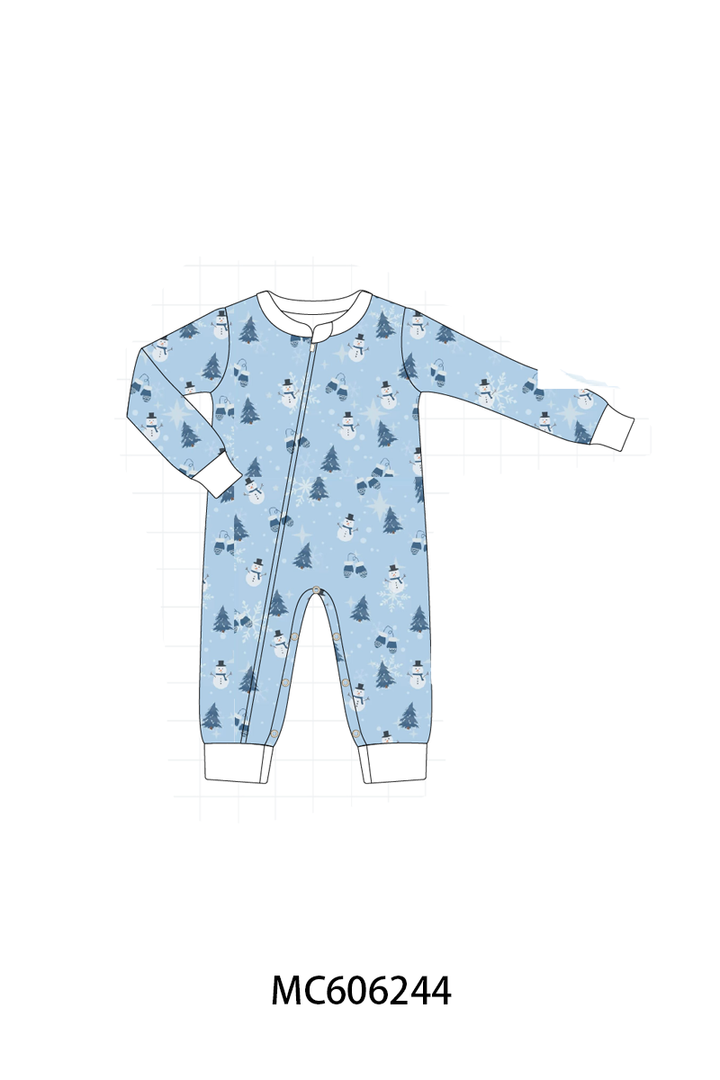PO95 Blue snowman print pajama collection- ETA December