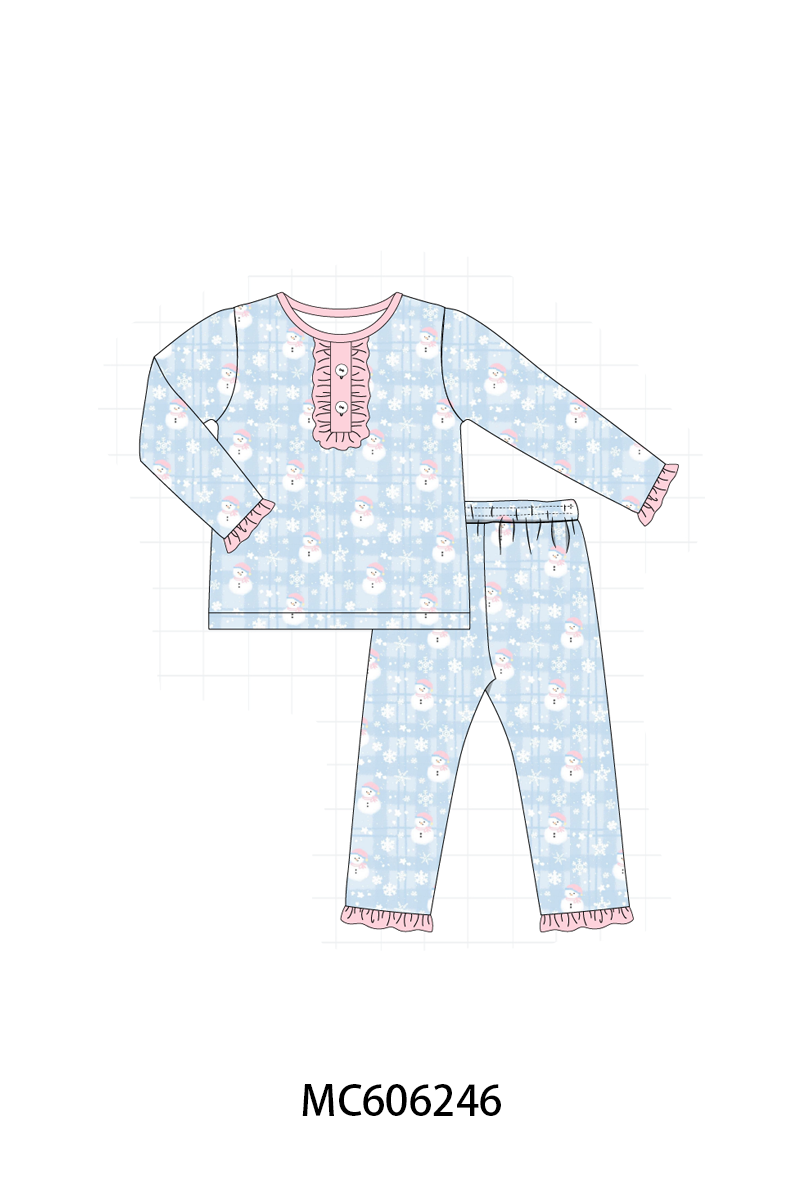 PO95 Blue snowman print pajama collection- ETA December